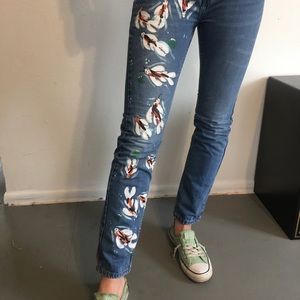Levi’s/ Handpainted koi fish design/511 slim
